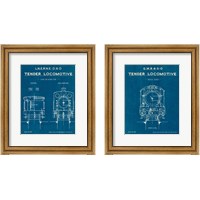 Framed 'Locomotive Blueprint 2 Piece Framed Art Print Set' border=