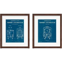 Framed Locomotive Blueprint 2 Piece Framed Art Print Set