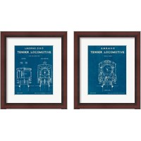 Framed 'Locomotive Blueprint 2 Piece Framed Art Print Set' border=