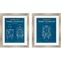 Framed 'Locomotive Blueprint 2 Piece Framed Art Print Set' border=