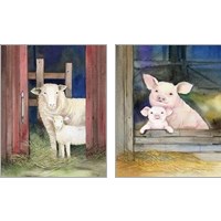 Framed 'Farm Family Pigs & Animals 2 Piece Art Print Set' border=