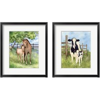 Framed Farm Family Cows & Animals 2 Piece Framed Art Print Set