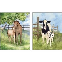 Framed 'Farm Family Cows & Animals 2 Piece Art Print Set' border=