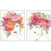 Framed 'Floral Figures 2 Piece Art Print Set' border=