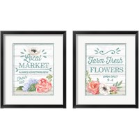 Framed 'Pastel Flower Market 2 Piece Framed Art Print Set' border=