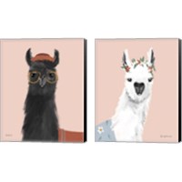 Framed 'Delightful Alpacas 2 Piece Canvas Print Set' border=