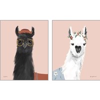 Framed 'Delightful Alpacas 2 Piece Art Print Set' border=