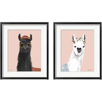 Framed 'Delightful Alpacas 2 Piece Framed Art Print Set' border=