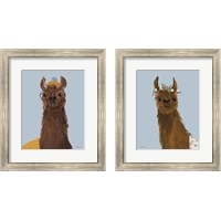 Framed 'Delightful Alpacas 2 Piece Framed Art Print Set' border=