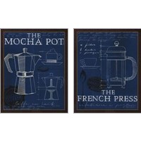 Framed 'Coffee Blueprint Indigo 2 Piece Art Print Set' border=