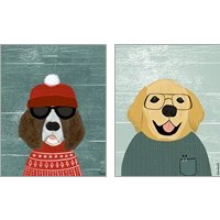 Framed 'Winter Dog 2 Piece Art Print Set' border=