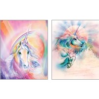 Framed 'Rainbow Unicorn 2 Piece Art Print Set' border=