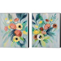 Framed 'Colorful Elegant Floral 2 Piece Canvas Print Set' border=