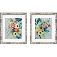 Framed 'Colorful Elegant Floral 2 Piece Framed Art Print Set' border=