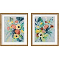 Framed 'Colorful Elegant Floral 2 Piece Framed Art Print Set' border=