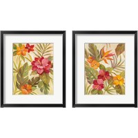 Framed Coral Tropical Floral 2 Piece Framed Art Print Set
