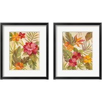 Framed 'Coral Tropical Floral 2 Piece Framed Art Print Set' border=