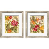 Framed 'Coral Tropical Floral 2 Piece Framed Art Print Set' border=