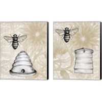 Framed 'Bee Hives 2 Piece Canvas Print Set' border=