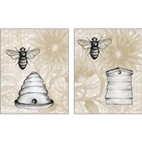 Framed 'Bee Hives 2 Piece Art Print Set' border=
