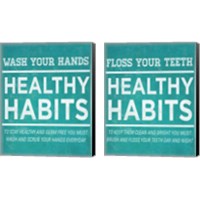 Framed 'Healthy Habits 2 Piece Canvas Print Set' border=