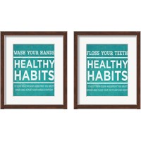 Framed 'Healthy Habits 2 Piece Framed Art Print Set' border=