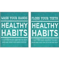 Framed 'Healthy Habits 2 Piece Art Print Set' border=