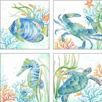 Framed Sea Life Serenade 4 Piece Art Print Set