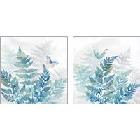 Framed 'Indigo Ferns 2 Piece Art Print Set' border=