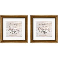 Framed 'Winter Beauty & Frosty Blessings 2 Piece Framed Art Print Set' border=
