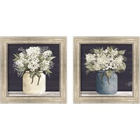 Framed 'White Flowers 2 Piece Framed Art Print Set' border=