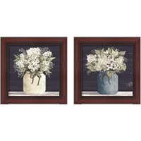 Framed 'White Flowers 2 Piece Framed Art Print Set' border=