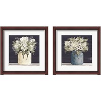 Framed 'White Flowers 2 Piece Framed Art Print Set' border=