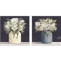 Framed 'White Flowers 2 Piece Art Print Set' border=