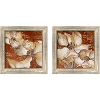 Framed 'Whispering Magnolia on Red 2 Piece Framed Art Print Set' border=