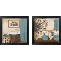 Framed 'Blue Zen Bath 2 Piece Framed Art Print Set' border=