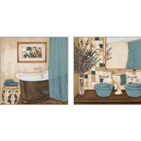 Framed 'Blue Zen Bath 2 Piece Art Print Set' border=