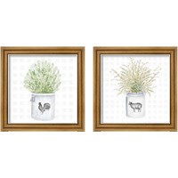 Framed 'Farm Herbs 2 Piece Framed Art Print Set' border=
