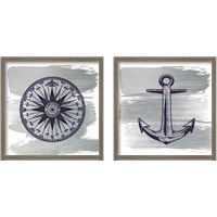 Framed 'Nautical Brushed Midnight Blue 2 Piece Framed Art Print Set' border=