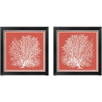 Framed Coastal Coral on Red 2 Piece Framed Art Print Set