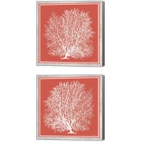 Framed 'Coastal Coral on Red 2 Piece Canvas Print Set' border=