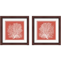 Framed 'Coastal Coral on Red 2 Piece Framed Art Print Set' border=
