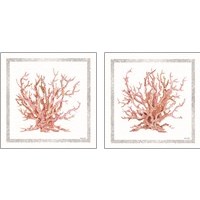 Framed Pink Coastal Coral  2 Piece Art Print Set