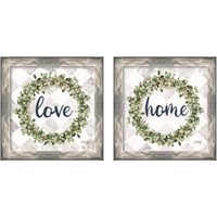 Framed 'Eucalyptus Wreath 2 Piece Framed Art Print Set' border=