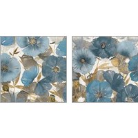 Framed 'Blue and Gold Poppies 2 Piece Art Print Set' border=