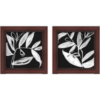 Framed 'Quirky White Leaves 2 Piece Framed Art Print Set' border=