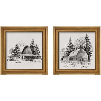 Framed Distant Barn Sketch 2 Piece Framed Art Print Set