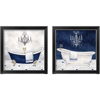 Framed Navy Blue Bath 2 Piece Framed Art Print Set