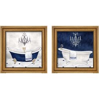 Framed Navy Blue Bath 2 Piece Framed Art Print Set