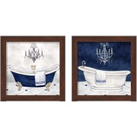 Framed Navy Blue Bath 2 Piece Framed Art Print Set